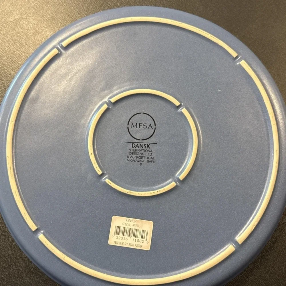Dansk Mesa Sky Blue Chop Plate Platter Stoneware Rimmed Southwestern Aztec 13